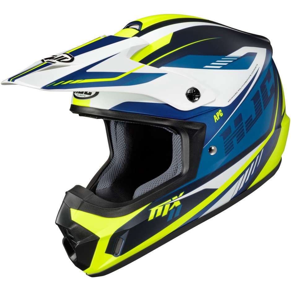 Cross Enduro Motorcycle Helmet Hjc CS-MX II DRIFT MC3HSF White Blue Matt Yellow FLuo