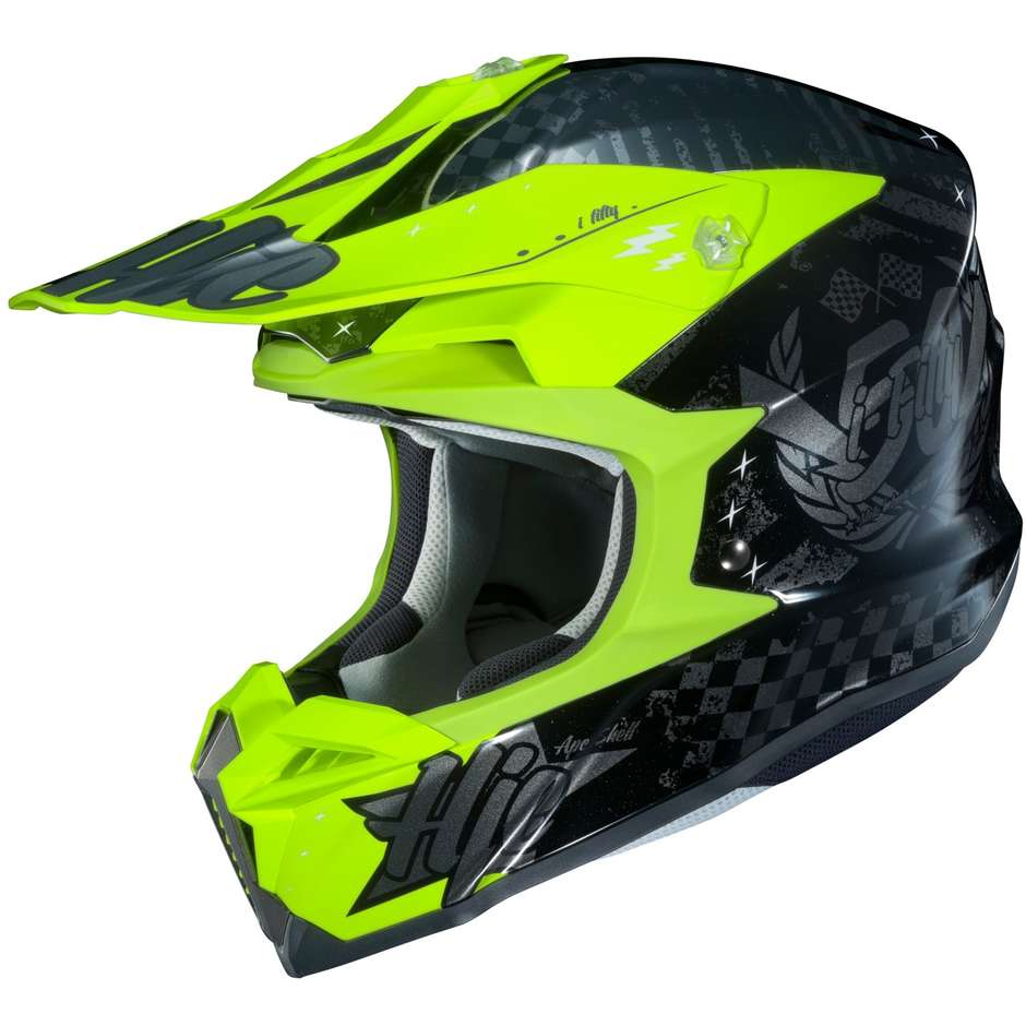Cross Enduro Motorcycle Helmet HJC i50 ARTAX MC4H Black Yellow Fluo