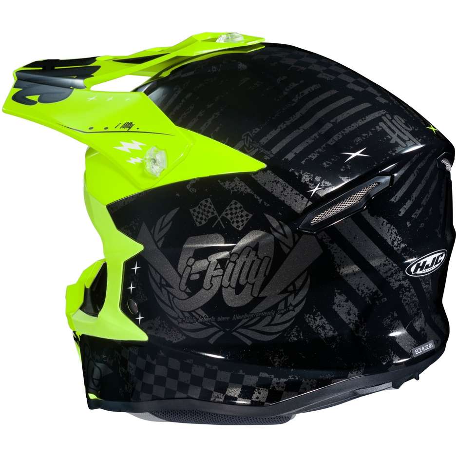 Cross Enduro Motorcycle Helmet HJC i50 ARTAX MC4H Black Yellow Fluo