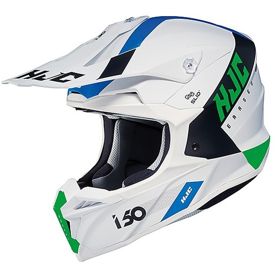 Cross Enduro Motorcycle Helmet HJC i50 ERASED MC24SF White Black Green Matt