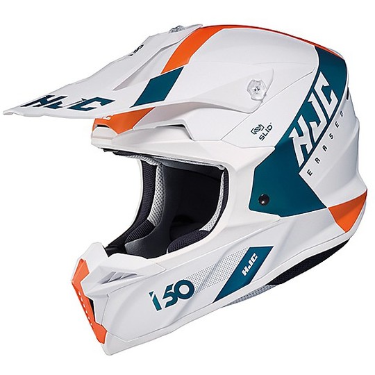 Cross Enduro Motorcycle Helmet HJC i50 ERASED MC47SF White Orange Blue