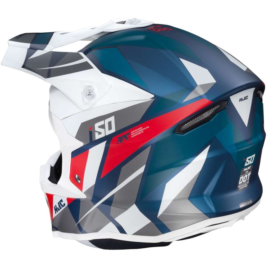 Cross Enduro Motorcycle Helmet HJC i50 VANISH MC21SF White Blue Red Matt