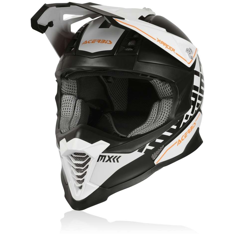 Cross Enduro Motorcycle Helmet In Acerbis X-RACER VTR Fiber White Matt Black