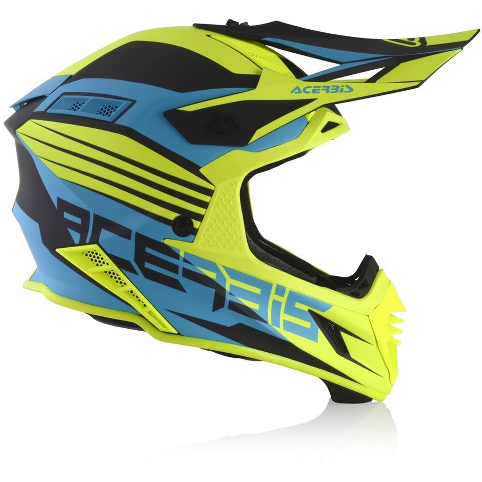 Cross Enduro Motorcycle Helmet In Acerbis X-TRACK VTR Blue Matt Fluo Yellow