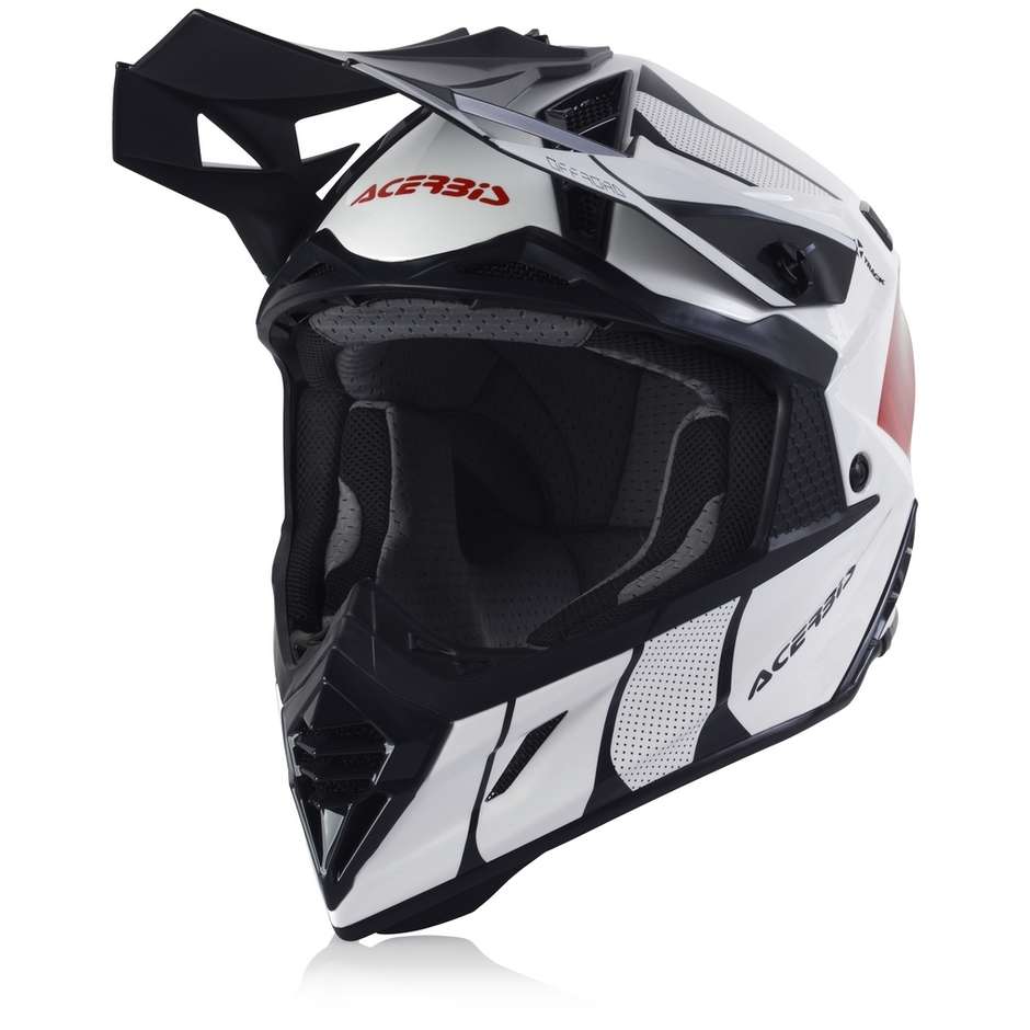 Cross Enduro Motorcycle Helmet In Acerbis X-TRACK VTR White Red Fiber