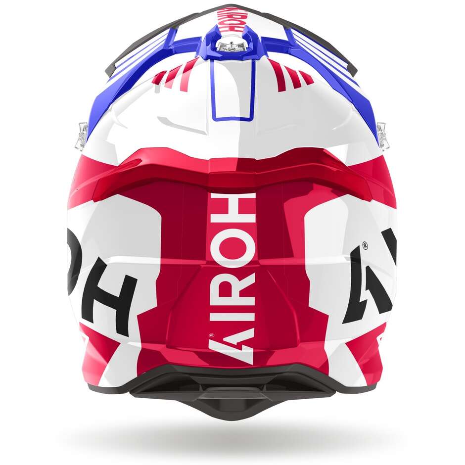 Cross Enduro Motorcycle Helmet in Airoh HPC Fiber STRYCKER BRAVE Glossy Blue Red