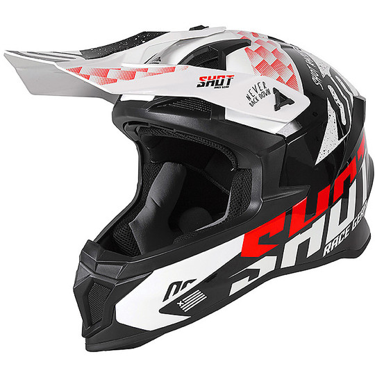 Cross Enduro Motorcycle Helmet in Fiber Shot LITE RUSH Black Red