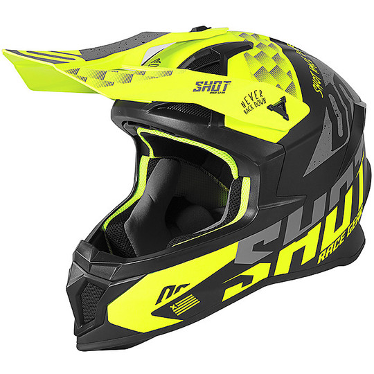 Cross Enduro Motorcycle Helmet in Fiber Shot LITE RUSH Yellow Fluo