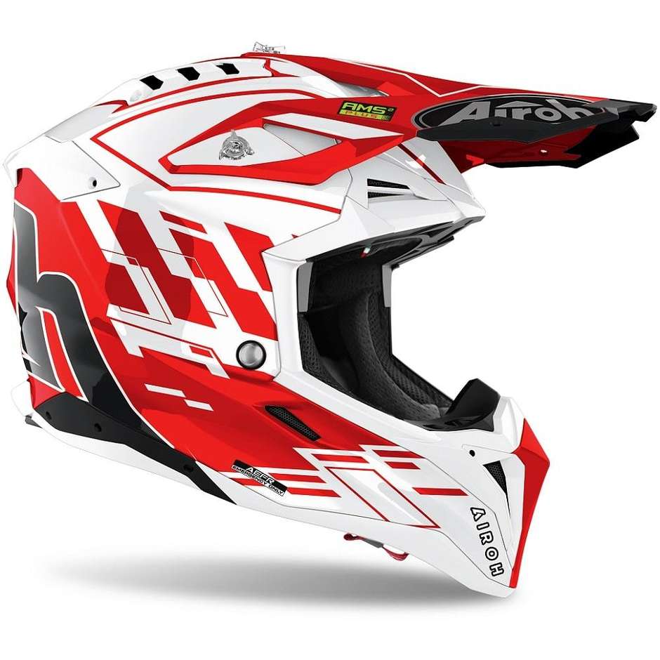Cross Enduro Motorcycle Helmet In HPC Fiber Airoh AVIATOR 3 Rampage Glossy Red