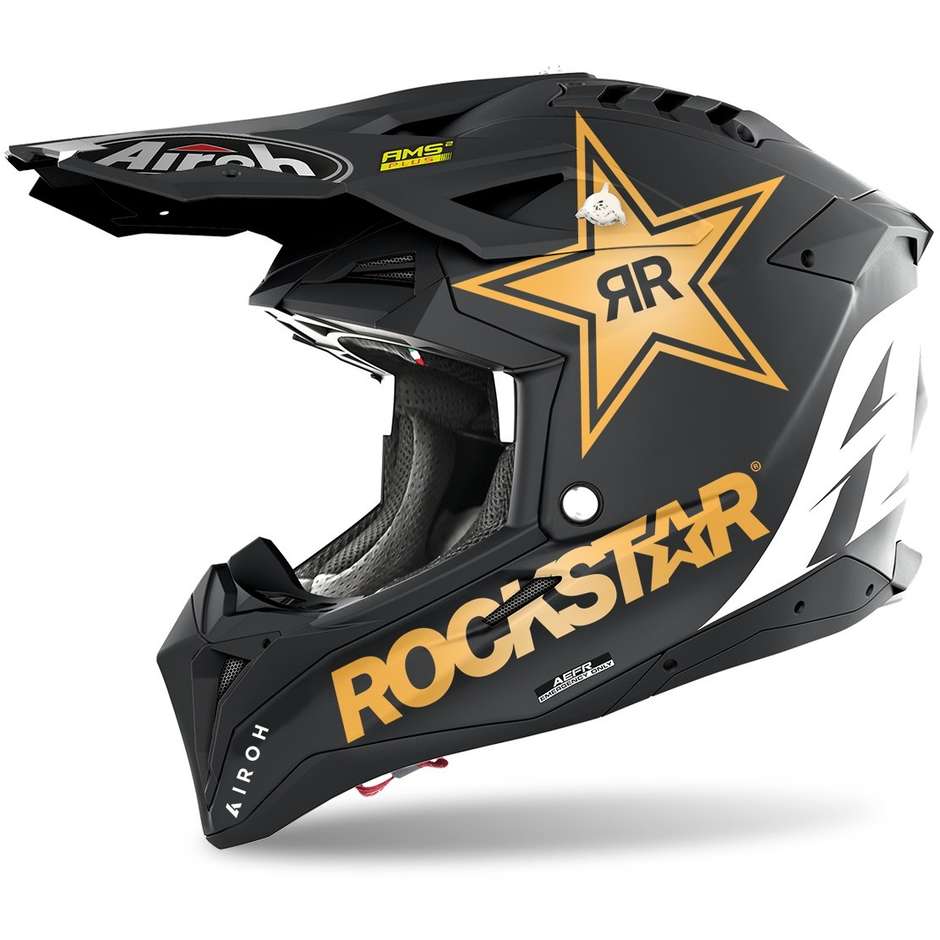 Cross Enduro Motorcycle Helmet In HPC Fiber Airoh AVIATOR 3 RockStar 22 Opaque