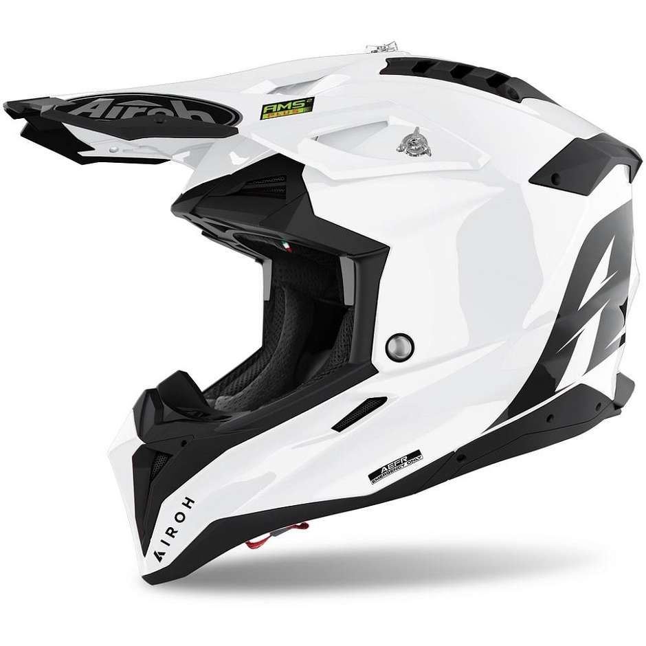 Cross Enduro Motorcycle Helmet In HPC Fiber Airoh AVIATOR 3 White Color
