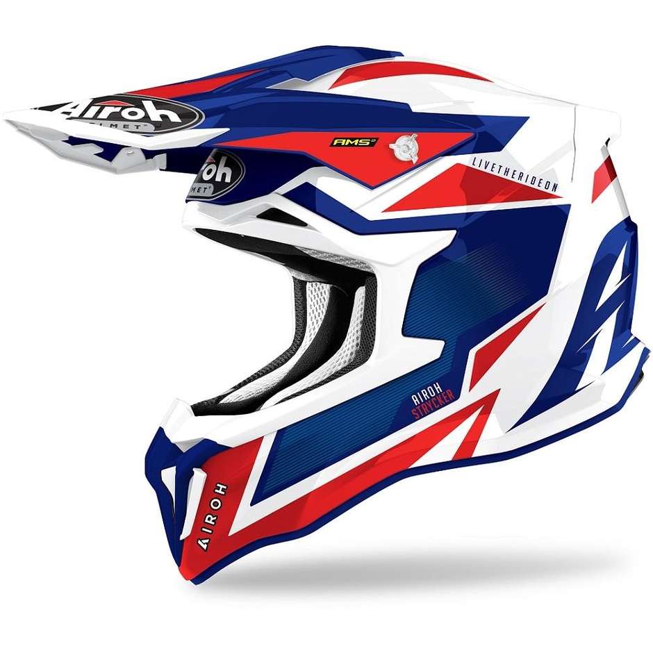 Cross Enduro Motorcycle Helmet In HPC Fiber Airoh STRYCKER Ax Blue Red