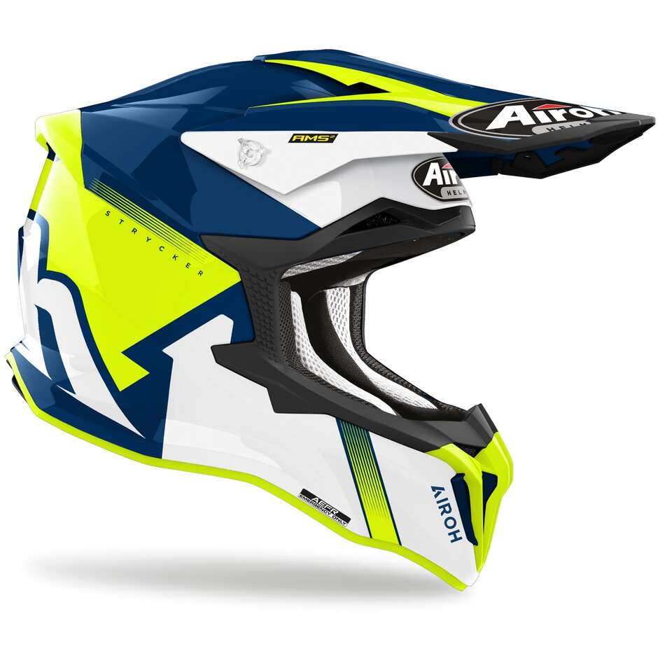 Cross Enduro Motorcycle Helmet In HPC Fiber Airoh STRYCKER BLAZER Glossy Yellow