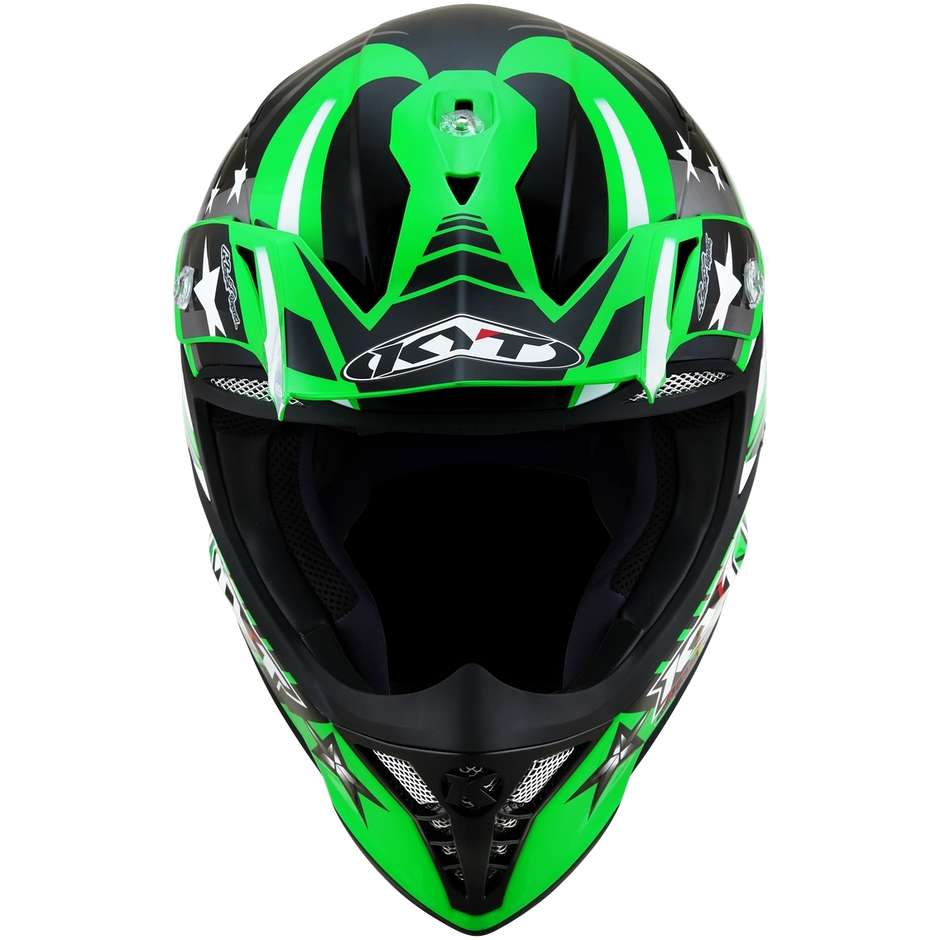 Cross Enduro Motorcycle Helmet in KYT SKYHAWK ARDOR Green FLUO Fiber