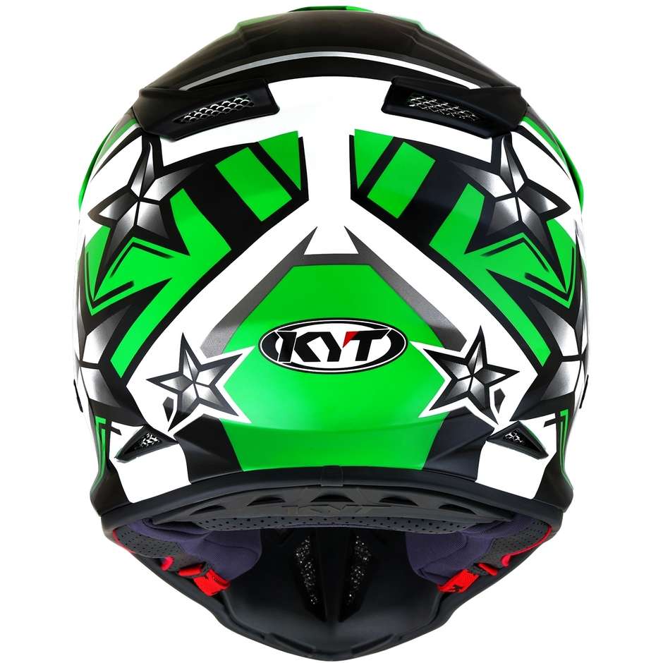 Cross Enduro Motorcycle Helmet in KYT SKYHAWK ARDOR Green FLUO Fiber
