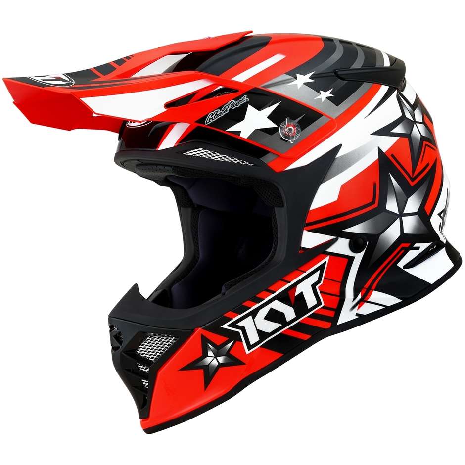 Cross Enduro Motorcycle Helmet in KYT SKYHAWK ARDOR Red Fluo Fiber