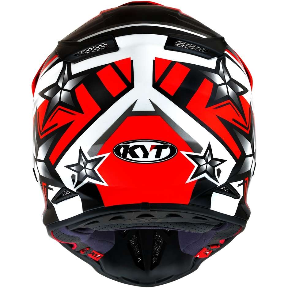 Cross Enduro Motorcycle Helmet in KYT SKYHAWK ARDOR Red Fluo Fiber
