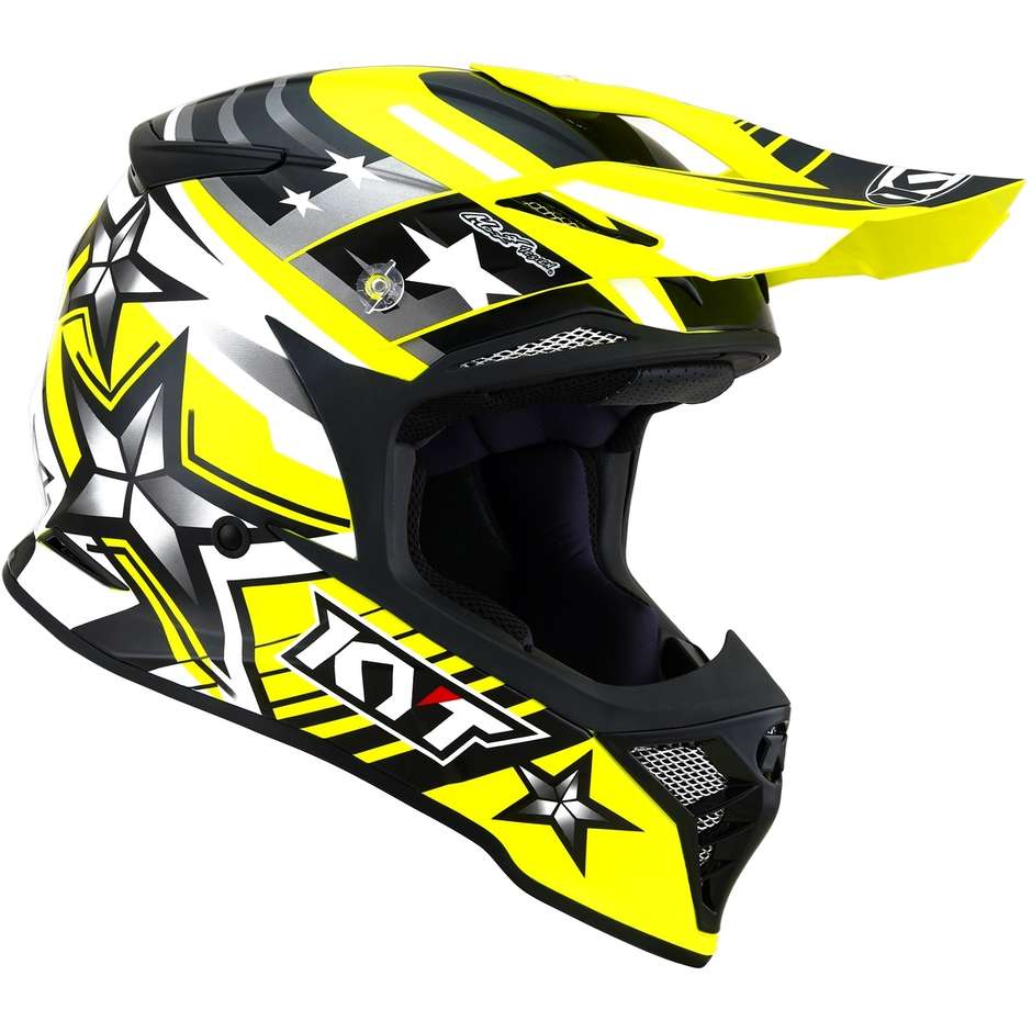Cross Enduro Motorcycle Helmet in KYT SKYHAWK ARDOR Yellow Fluo Fiber