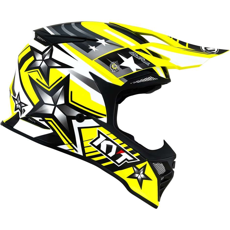 Cross Enduro Motorcycle Helmet in KYT SKYHAWK ARDOR Yellow Fluo Fiber