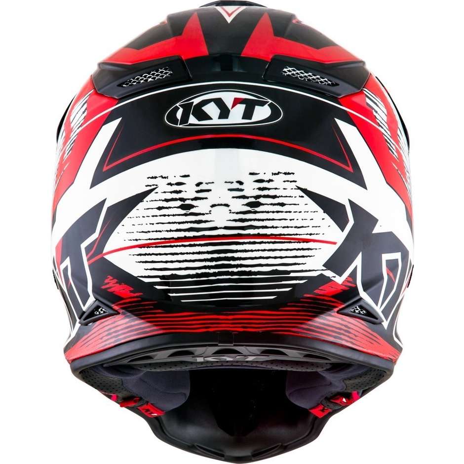 Cross Enduro Motorcycle Helmet in KYT SKYHAWK DIGGER White Red Fiber
