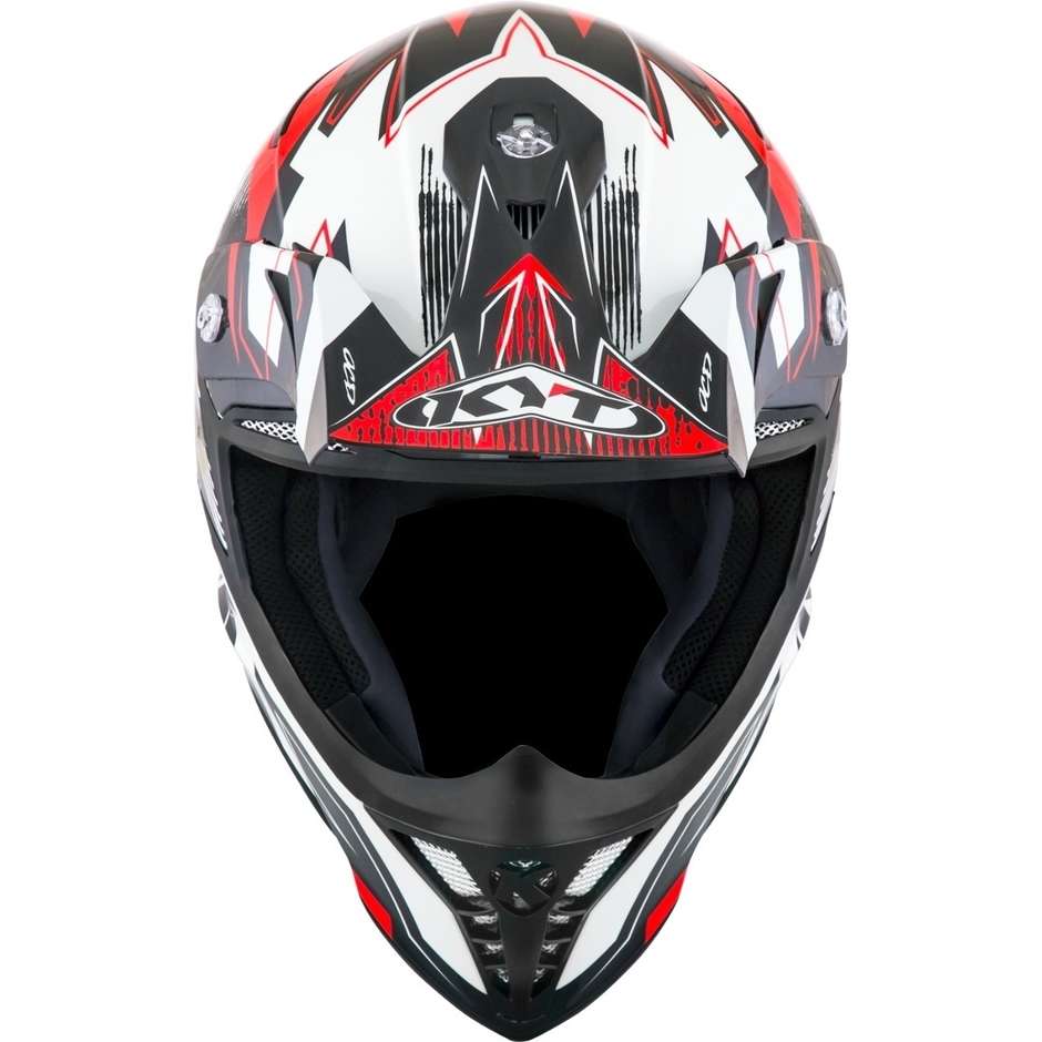 Cross Enduro Motorcycle Helmet in KYT SKYHAWK DIGGER White Red Fiber