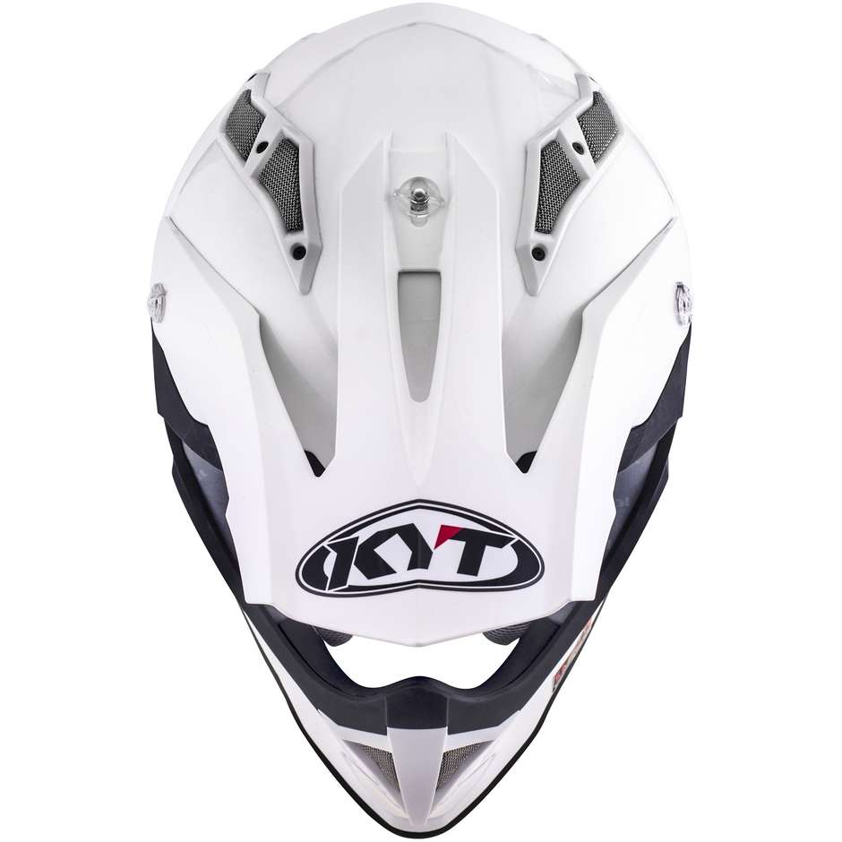 Cross Enduro Motorcycle Helmet In KYT STRIKE EAGLE PLAIN White Fiber