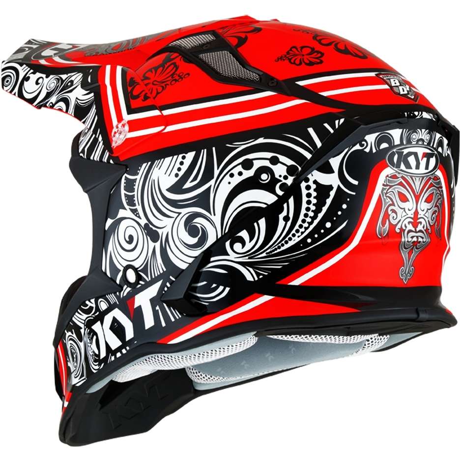 Cross Enduro Motorcycle Helmet in KYT STRIKE EAGLE POTION Red Fiber
