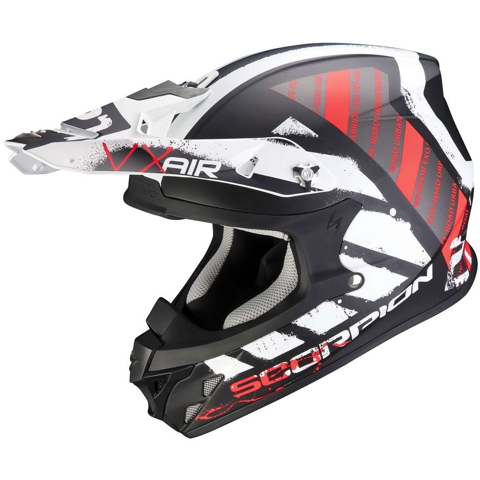 Cross Enduro Motorcycle Helmet In Scorpion Fiber VX-21 AIR URBA Matt Black White Red