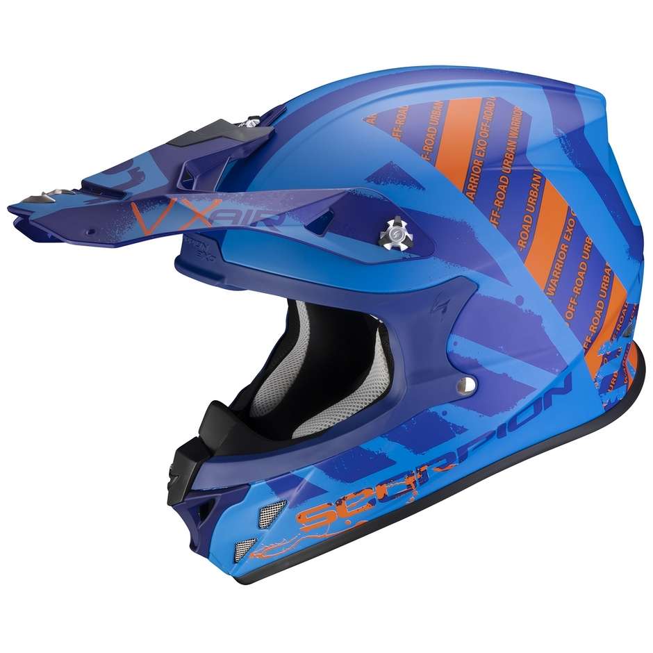Cross Enduro Motorcycle Helmet In Scorpion Fiber VX-21 AIR URBA Matt Blue Orange