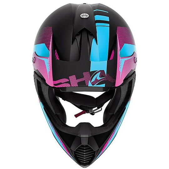 Cross Enduro Motorcycle Helmet in Shark Fiber VARIAL ANGER Black Blue Purple