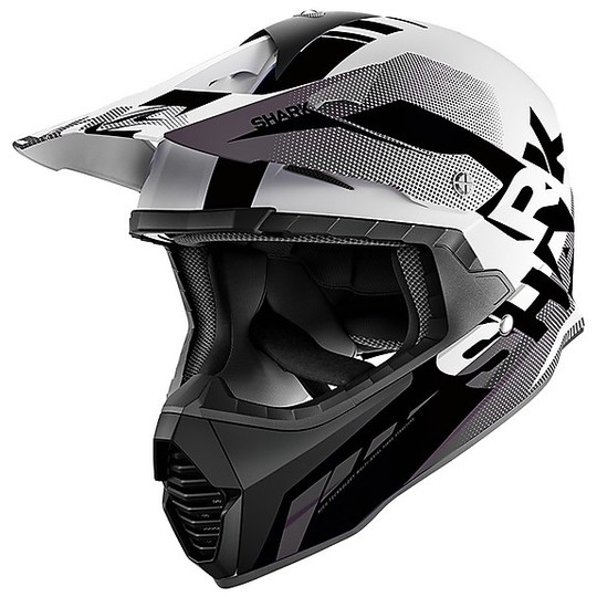 Cross Enduro Motorcycle Helmet in Shark Fiber VARIAL ANGER White Black Anthracite