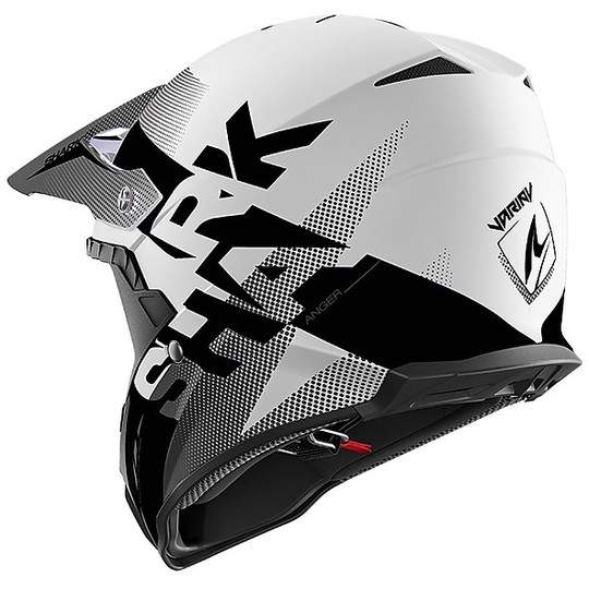 Cross Enduro Motorcycle Helmet in Shark Fiber VARIAL ANGER White Black Anthracite
