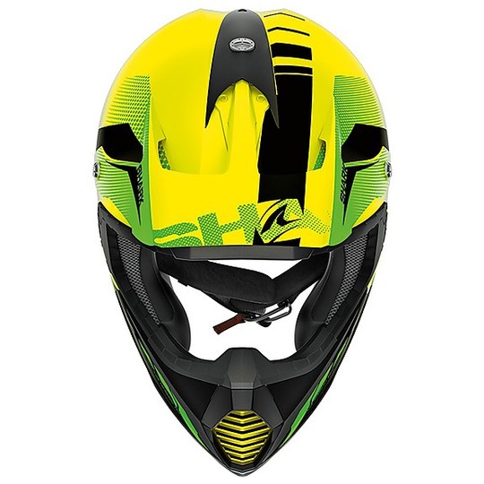Cross Enduro Motorcycle Helmet in Shark Fiber VARIAL ANGER Yellow Black Green
