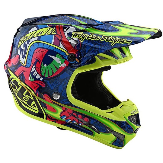 Cross Enduro Motorcycle Helmet in Troy Fiber Lee Designs SE4 Composite Eyeball Navi Yellow