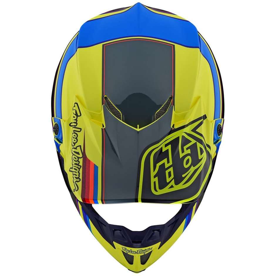 Cross Enduro Motorcycle Helmet in Troy Lee Designs Fiber SE4 Composite SPEED Yellow Gray