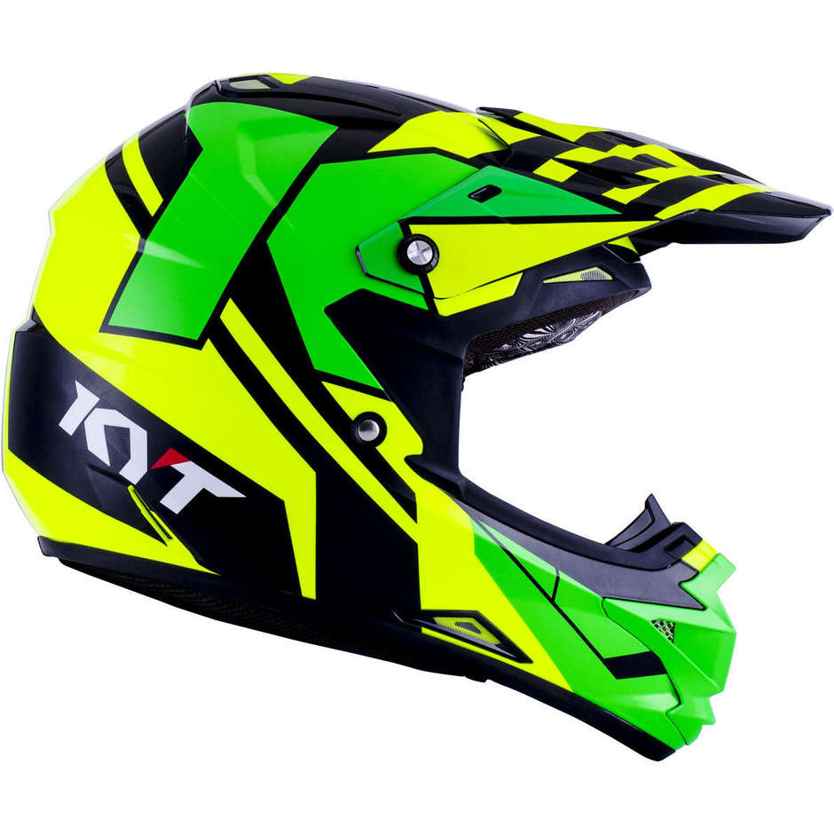 Cross Enduro Motorcycle Helmet KYT CROSS OVER KTIME Yellow Green FLUO