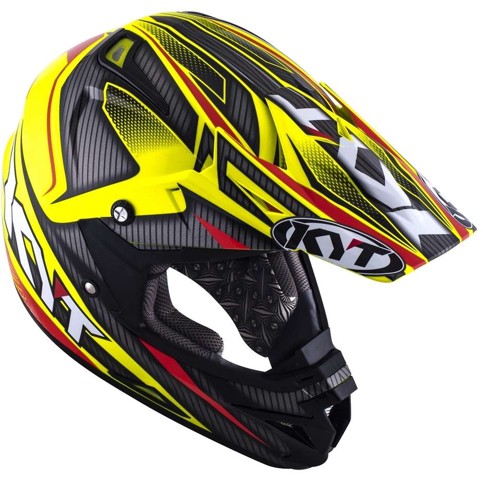 Cross Enduro Motorcycle Helmet KYT CROSS OVER POWER BLK Yellow FLUO