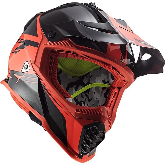 Cross Enduro Motorcycle Helmet Ls2 MX437 FAST EVO Roar Black Matte Red