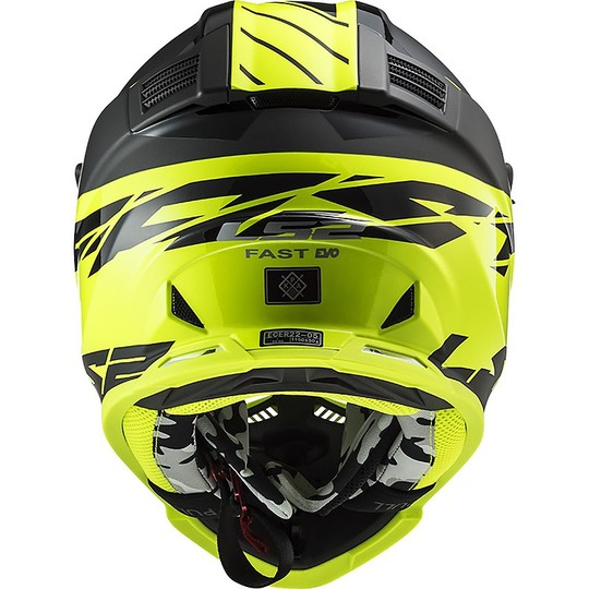 Cross Enduro Motorcycle Helmet Ls2 MX437 FAST EVO Roar Matte Black Yellow Fluo