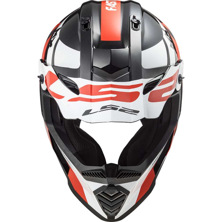 Cross Enduro Motorcycle Helmet Ls2 MX437 FAST EVO Strike Black White Red