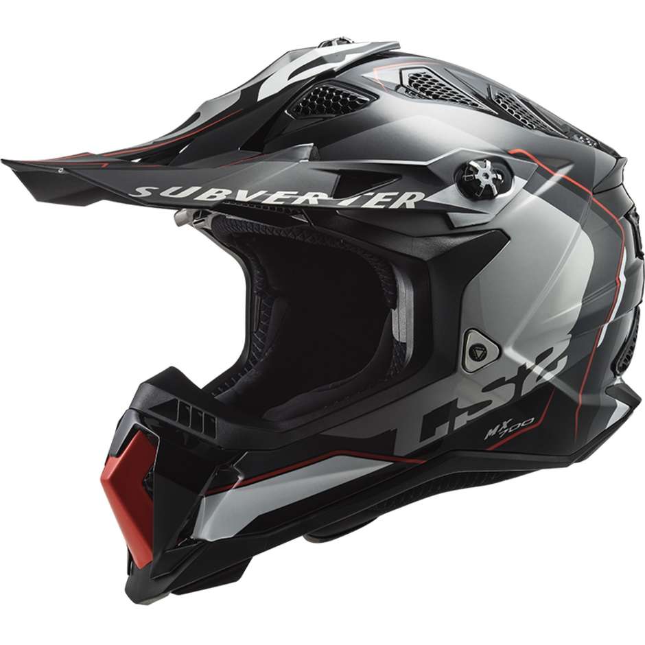 Cross Enduro Motorcycle Helmet Ls2 MX700 SUBVERTER EVO ARCHED Black Silver Titanium