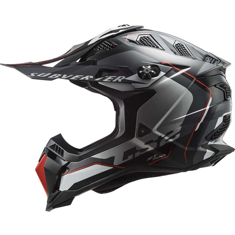 Cross Enduro Motorcycle Helmet Ls2 MX700 SUBVERTER EVO ARCHED Black Silver Titanium