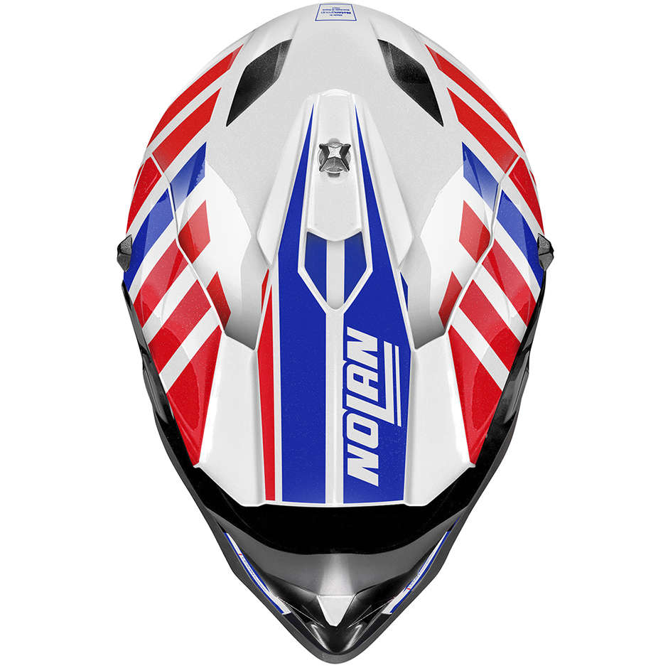 Cross Enduro Motorcycle Helmet Nolan N53 CLIFFJUMPER 072 White Metal Blue Red