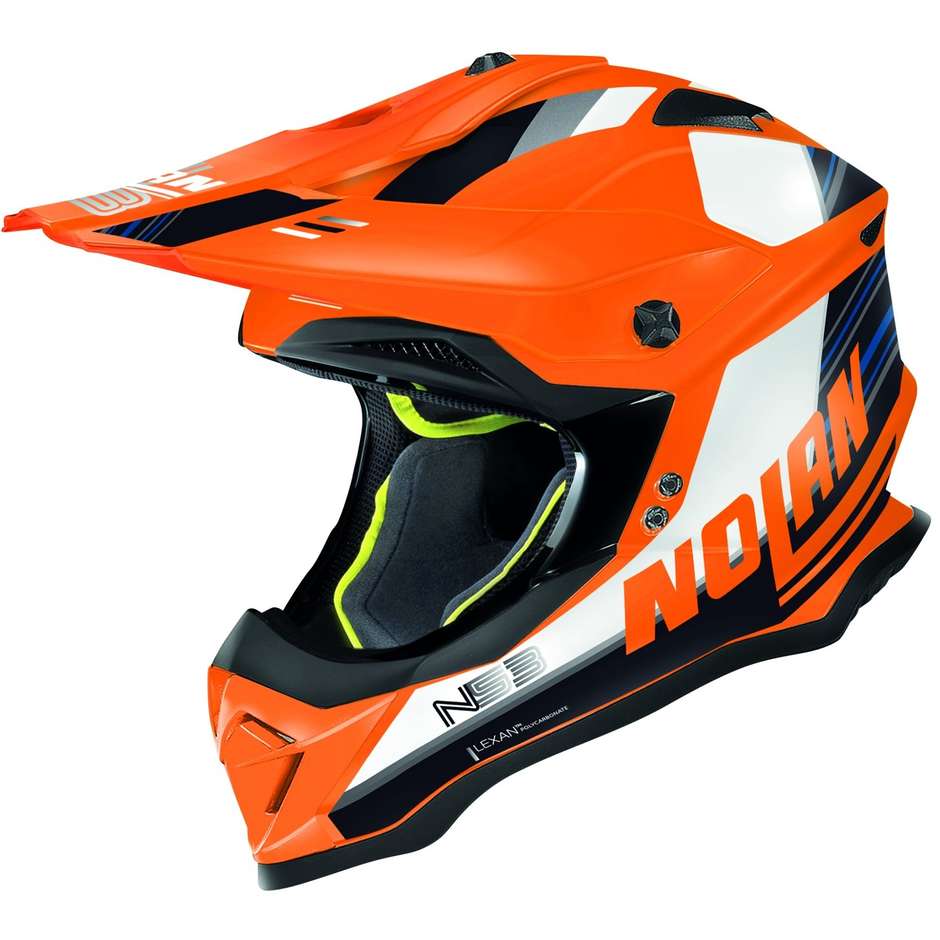 Cross Enduro Motorcycle Helmet Nolan N53 KICKBACK 084 Orange Led Opaque