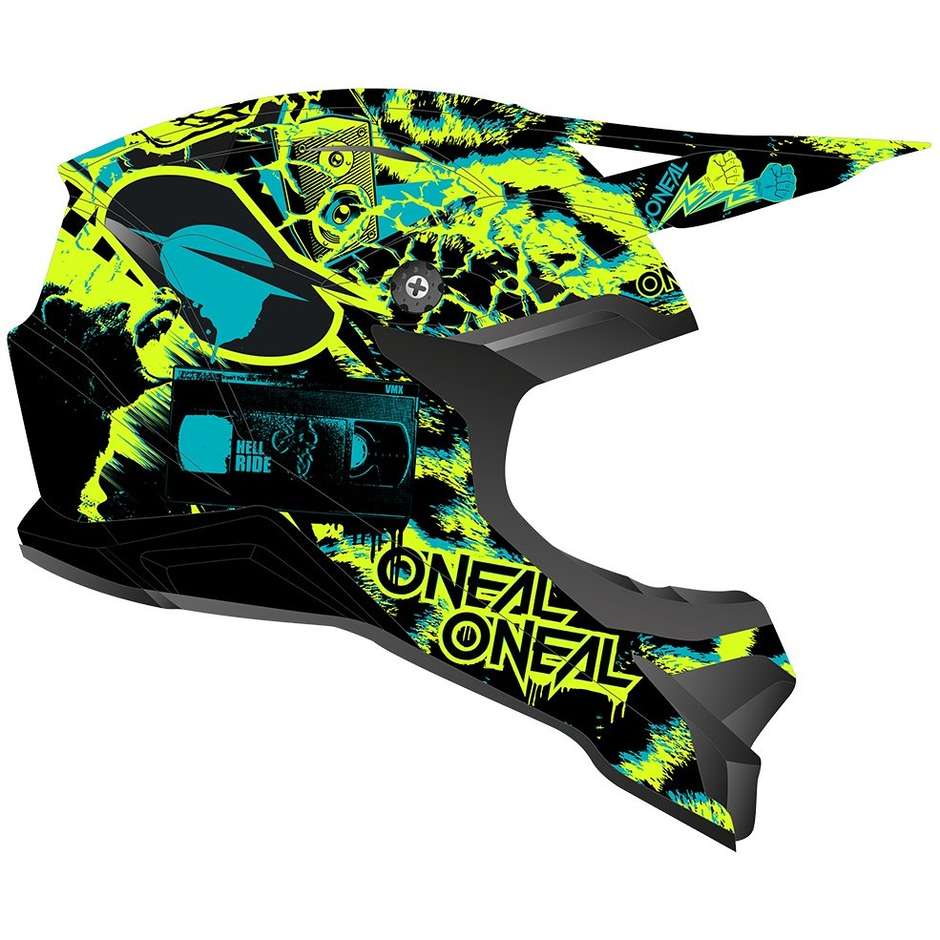 Cross Enduro Motorcycle Helmet Oneal 3Srs ASSAULT V.22 Black Yellow Fluo