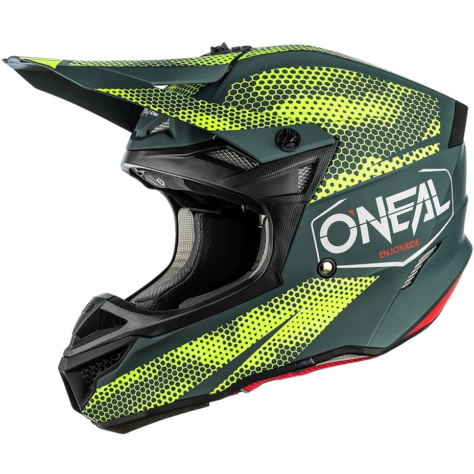 Cross Enduro Motorcycle Helmet Oneal 5Srs Polyacrylite Helmet Covert Charcoal Yellow