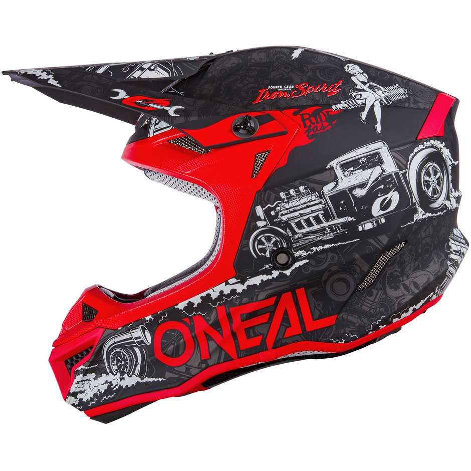 Cross Enduro Motorcycle Helmet Oneal 5Srs Polyacrylite HR V.22 Black Red