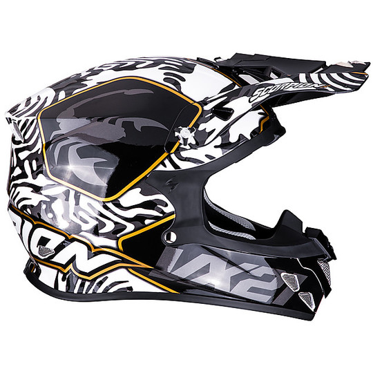 Cross Enduro Motorcycle Helmet Scorpion VX-21 GNARLY Black White