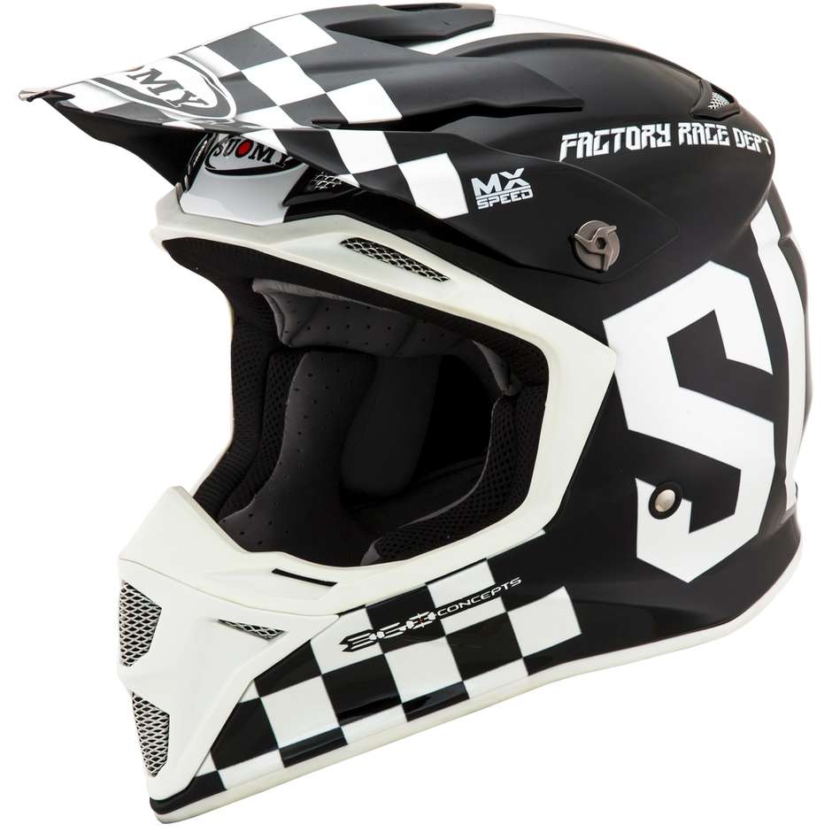 Cross Enduro Motorcycle Helmet Suomy MX SPEED MASTER Black White