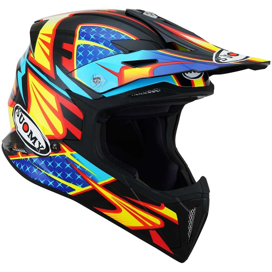 Cross Enduro Motorcycle Helmet Suomy X-WING DUEL Light Blue Red